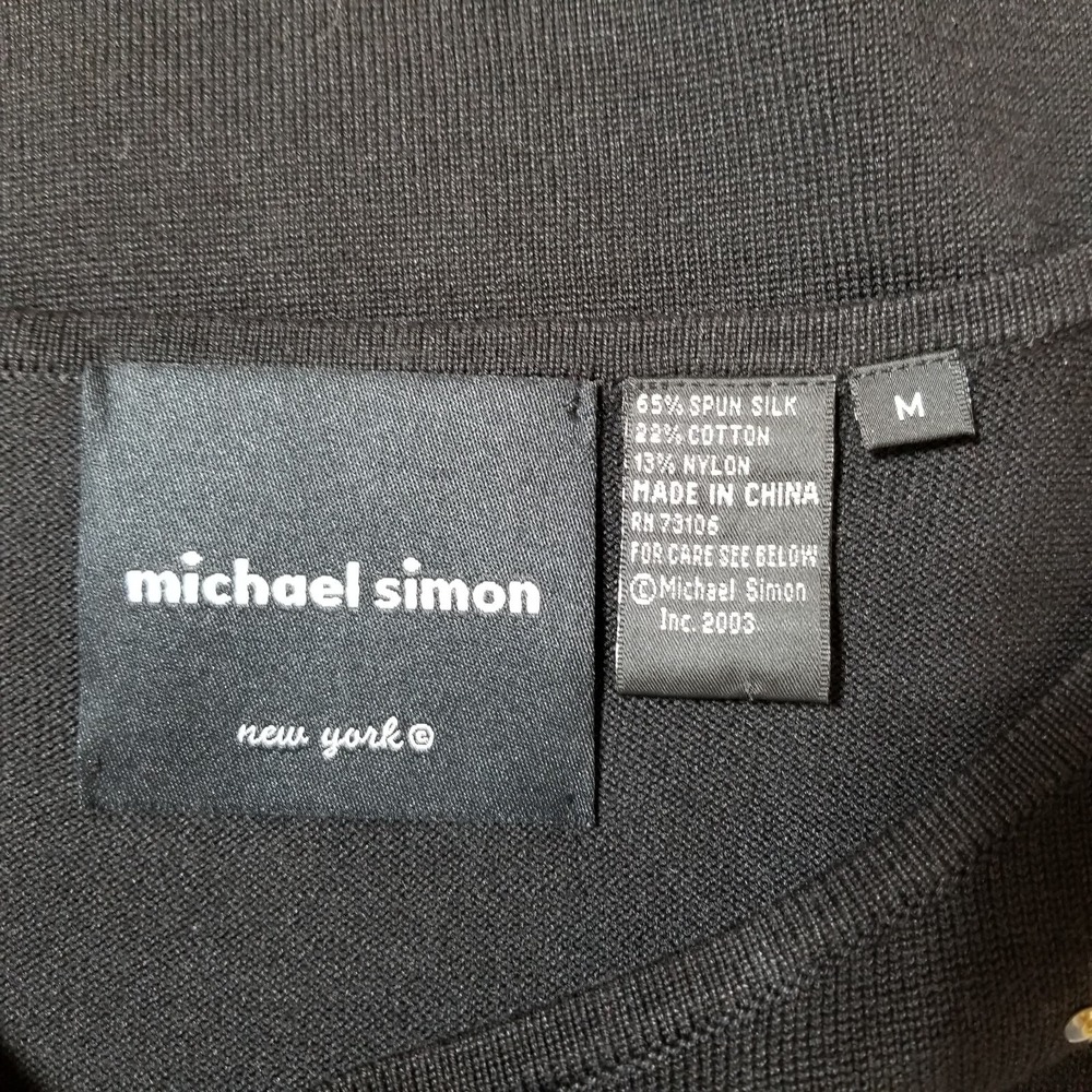 Vintage Michael Simon Sweater Women M Black Beaded Elephant Silk Cotton Pullover - Picture 8 of 9